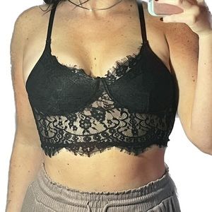 Lacy Black Bustier Bralette/Tank🩶